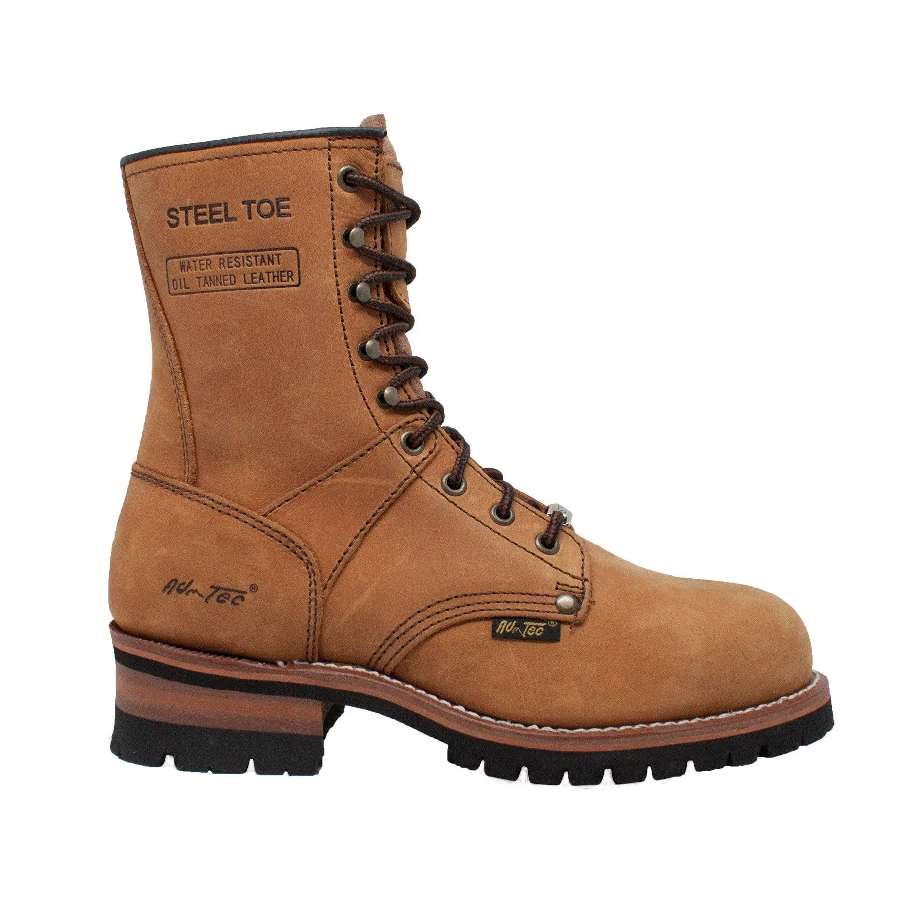 AdTec Men's 9" Steel Toe Logger Brown