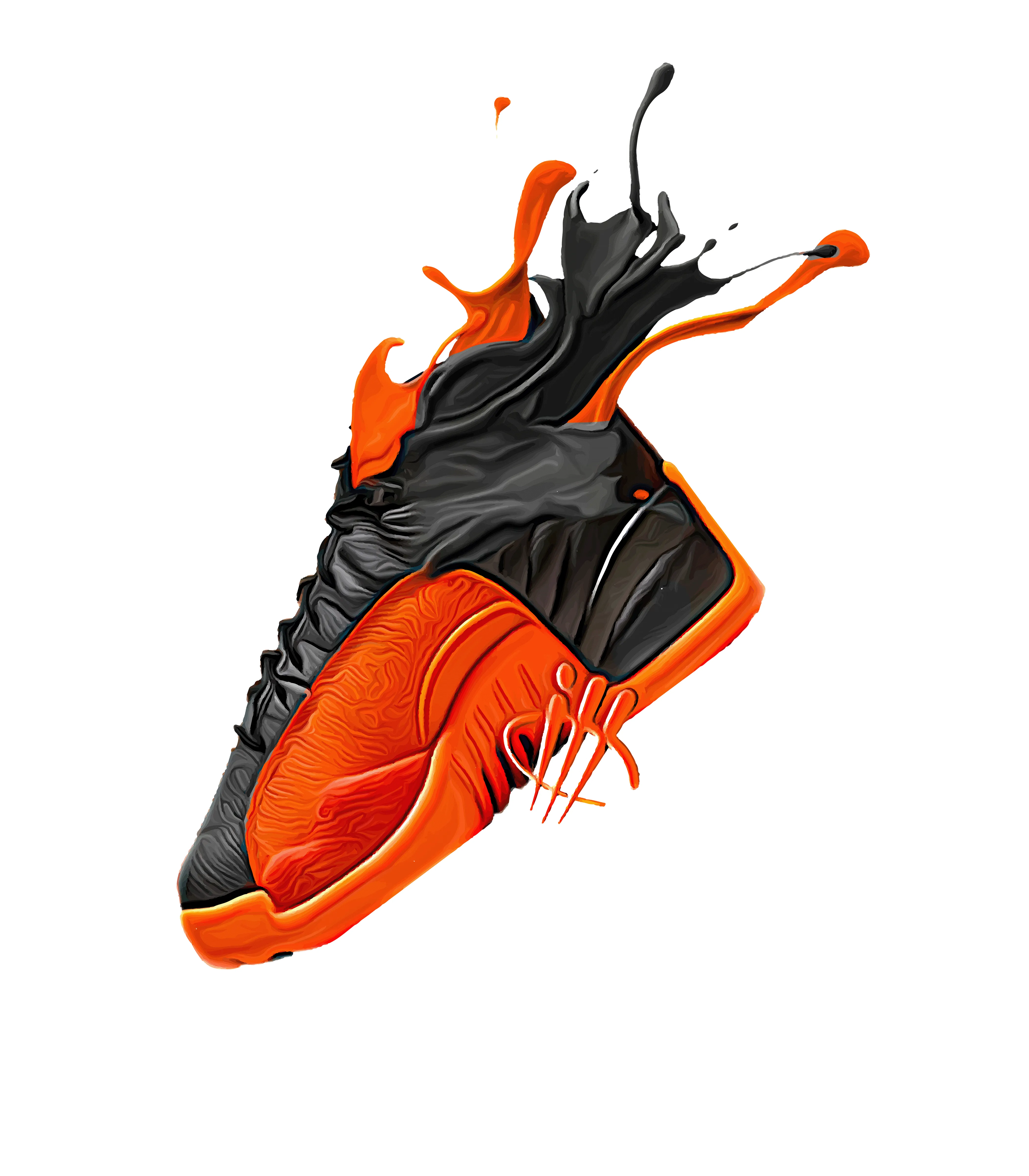 Air Jordan 12 Brilliant Orange - Black T-Shirt (SPLASH)