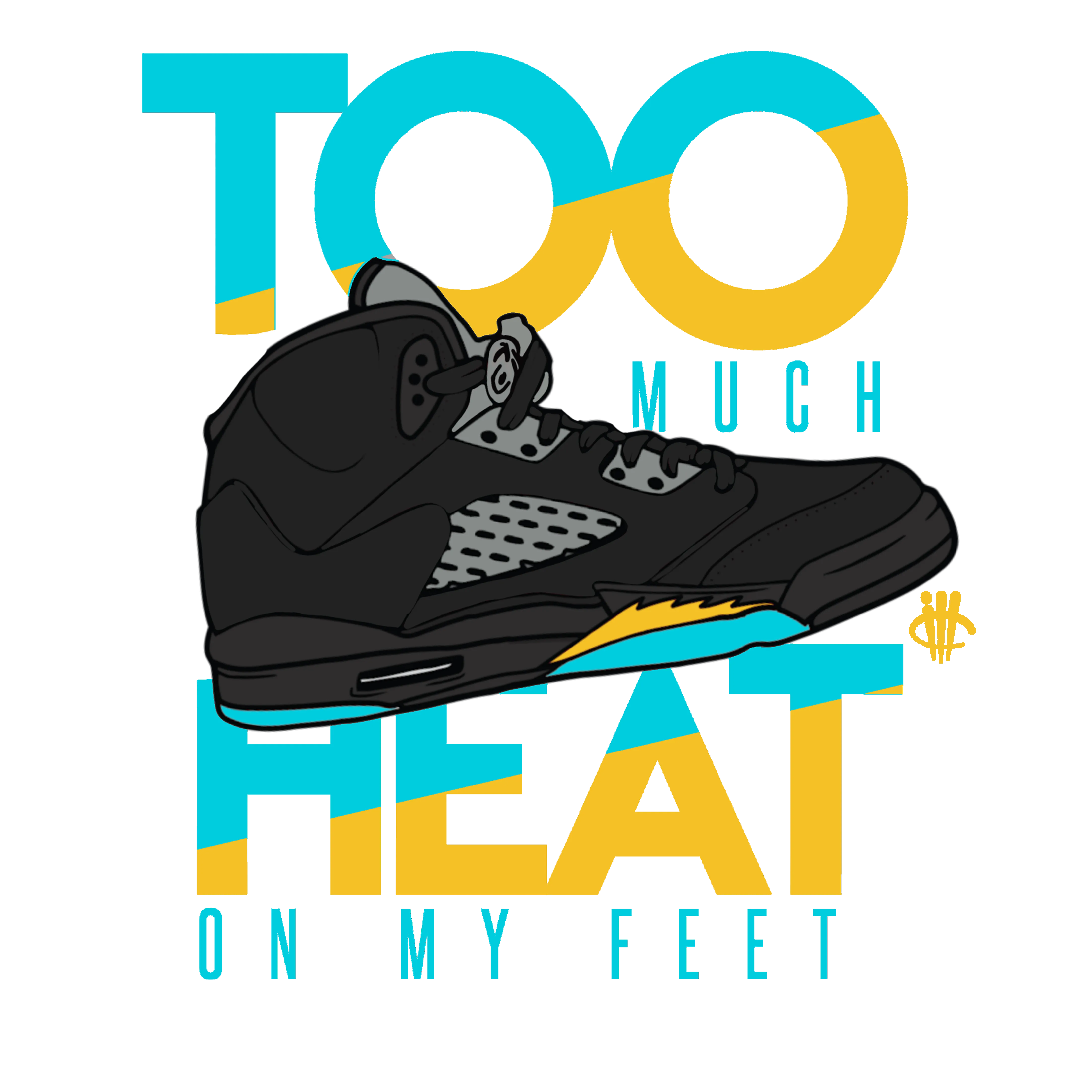 Air Jordan 5 Aqua - Black T-Shirt (too  much heat)