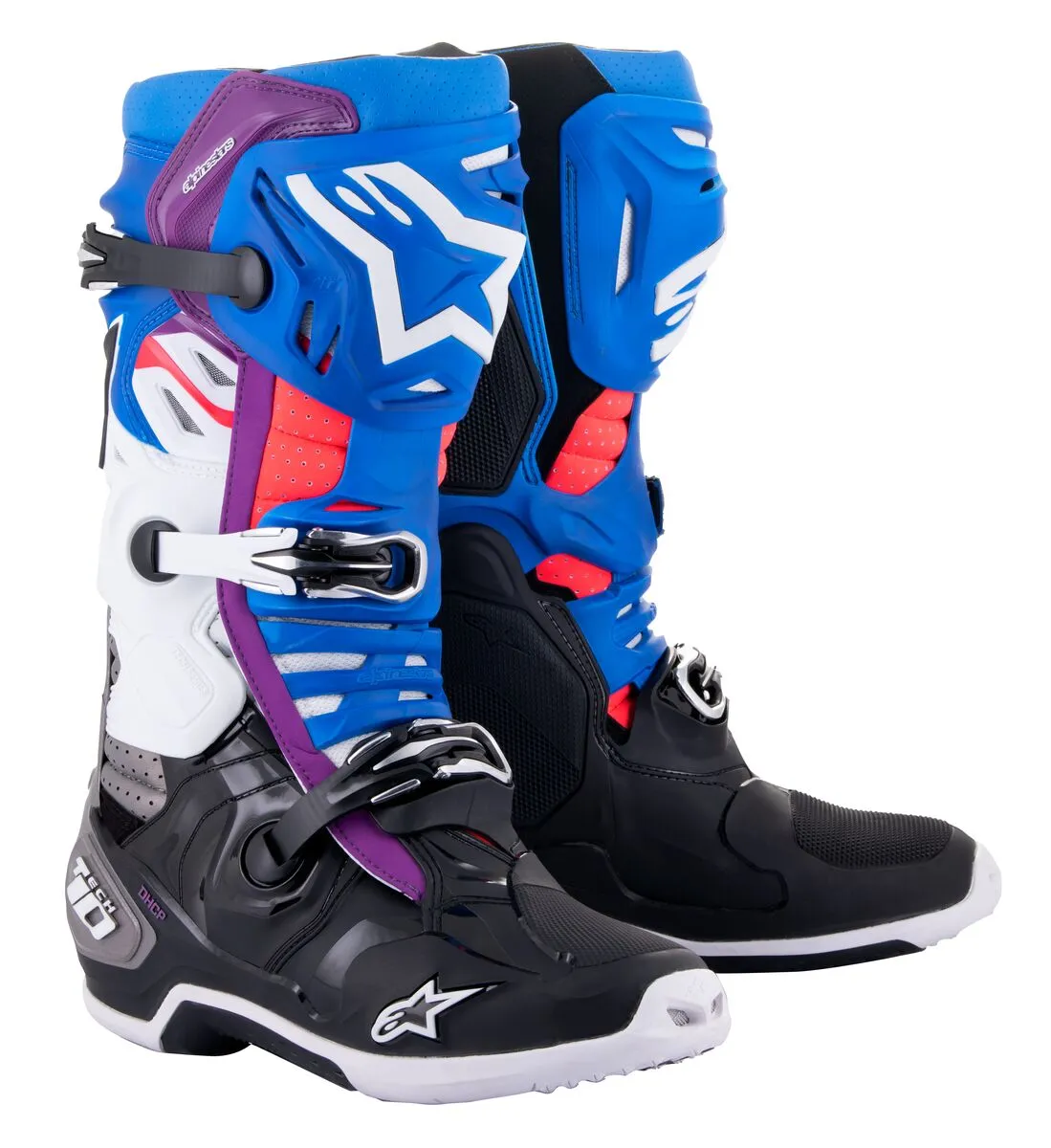 Alpinestars Tech 10 Supervented Motocross Boots Black Enamel Blue Purple