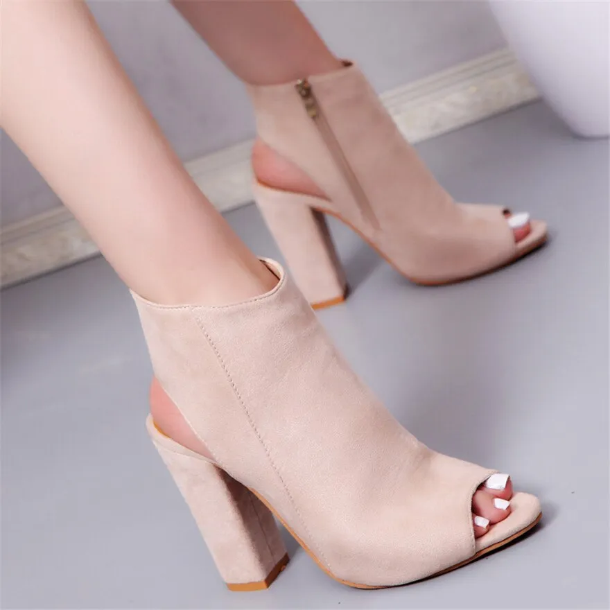 Amozae- High Heels Sandals Women Fashion Open Toe Block Heels Shoes Woman Sandals Black Wine Red White Pink