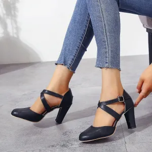 Amozae-New Roma Pumps Women Sandals High Heels Ankle Strap Summer Hemp Buckle Strap Pumps Casual Slip-on Shoes Plus Size
