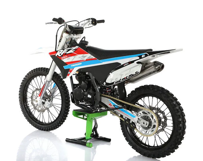 Apollo RFZ 250cc Thunder Adult Dirt Bike, 35.8-inch seat height, 5 speed manual Trans, Electric Start, CA Legal