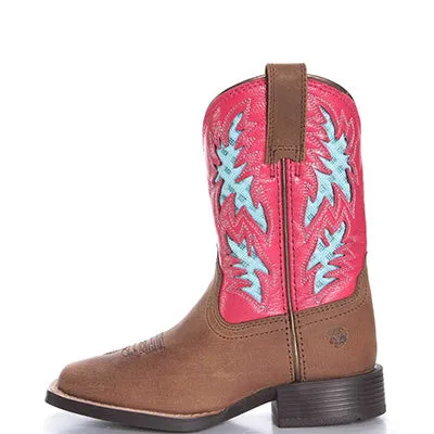 Ariat Kid's Brown and Hot Pink VentTek Square Toe Boots