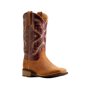 Ariat Women's San Angelo Western Tooled Toasted Almond Aged Merlot Boots