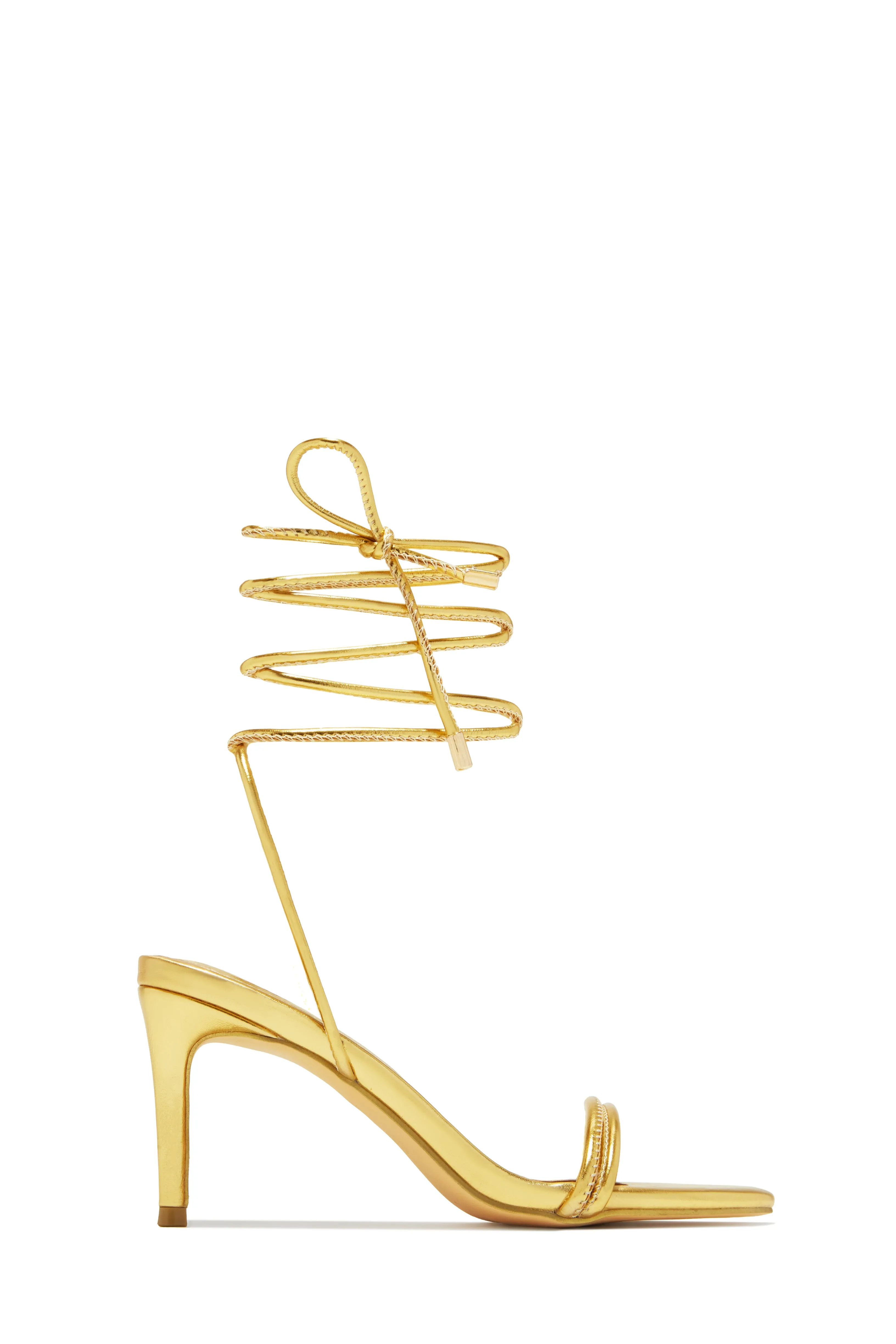 Ashantii Lace Up Mid Heels - Gold