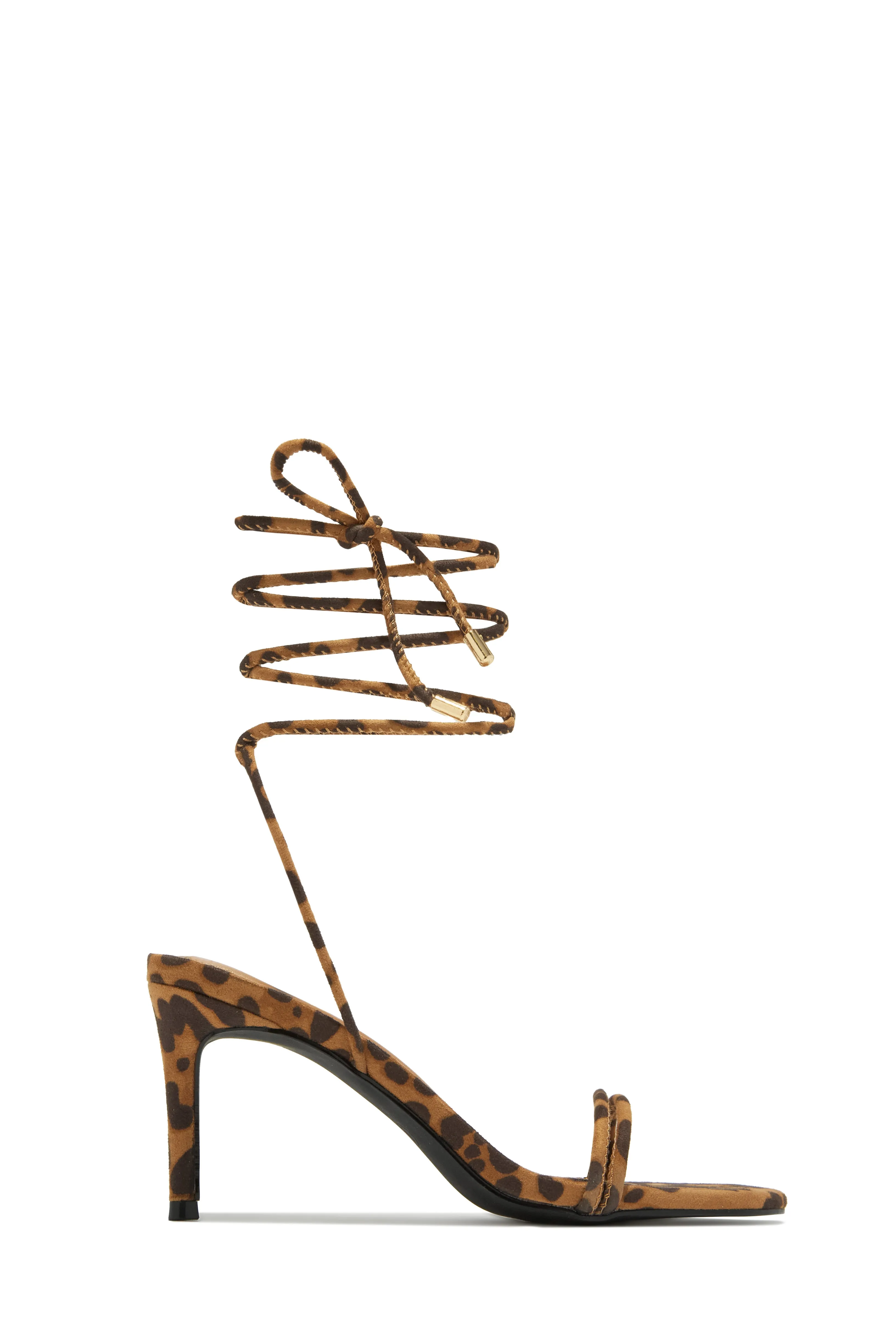 Ashantii Lace Up Mid Heels - Leopard