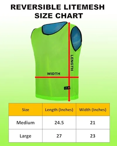 Athllete Reversible Litemesh Pinnies 6 pack,12 pack - Red/Blue, Neon Yellow/Blue, Red/Neon Yellow – Medium, Large (US, Alpha, Medium, Regular, Regular, Neon Yellow/Blue - 12 Pack)