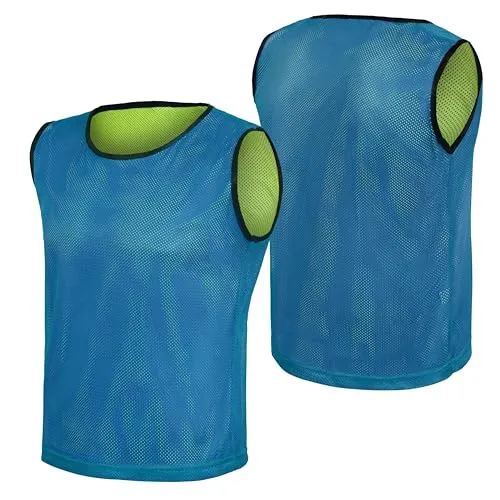 Athllete Reversible Litemesh Pinnies 6 pack,12 pack - Red/Blue, Neon Yellow/Blue, Red/Neon Yellow – Medium, Large (US, Alpha, Medium, Regular, Regular, Neon Yellow/Blue - 12 Pack)