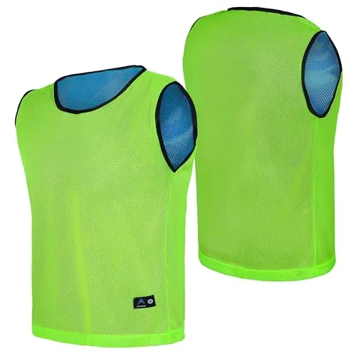 Athllete Reversible Litemesh Pinnies 6 pack,12 pack - Red/Blue, Neon Yellow/Blue, Red/Neon Yellow – Medium, Large (US, Alpha, Medium, Regular, Regular, Neon Yellow/Blue - 12 Pack)