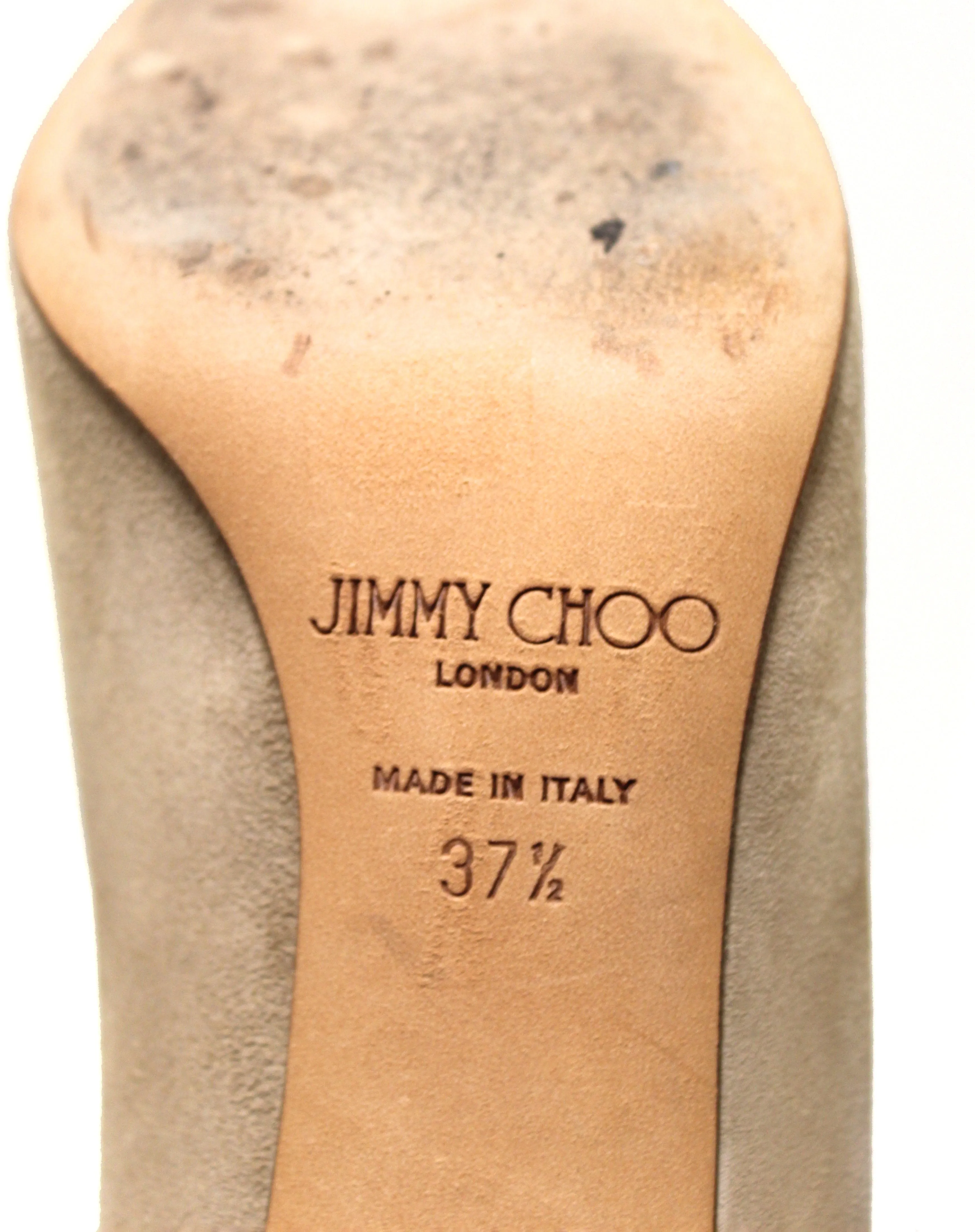 Authentic Jimmy Choo Beige Pointed Toe Suede Heels Size 37.5