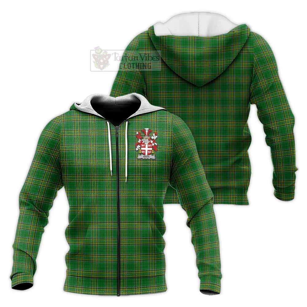 Bath Irish Clan Tartan Knitted Hoodie with Coat of Arms