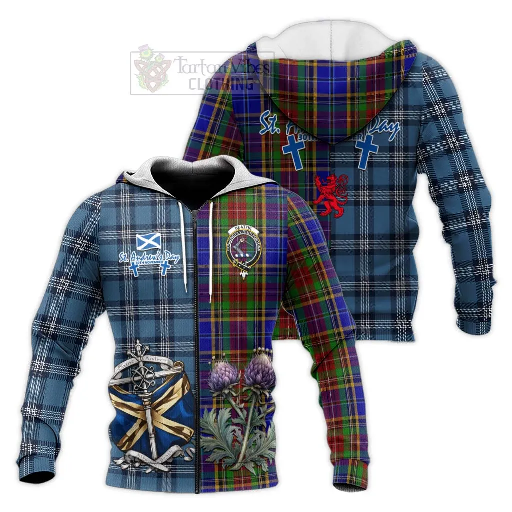 Beattie (Beatty) Tartan Knitted Hoodie Happy St. Andrew's Day Half Tartan Style