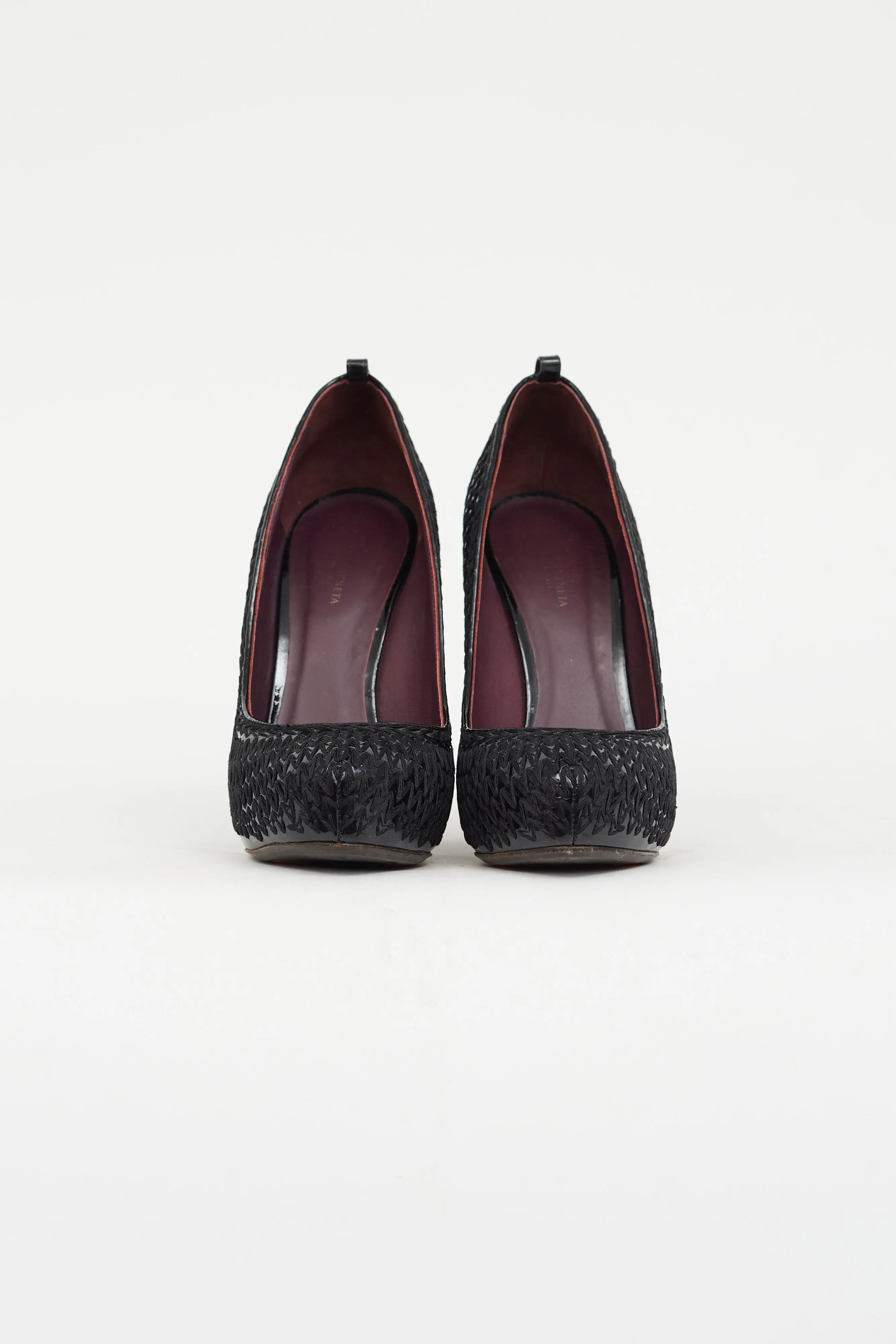 Black Patent Woven Wedge Heel