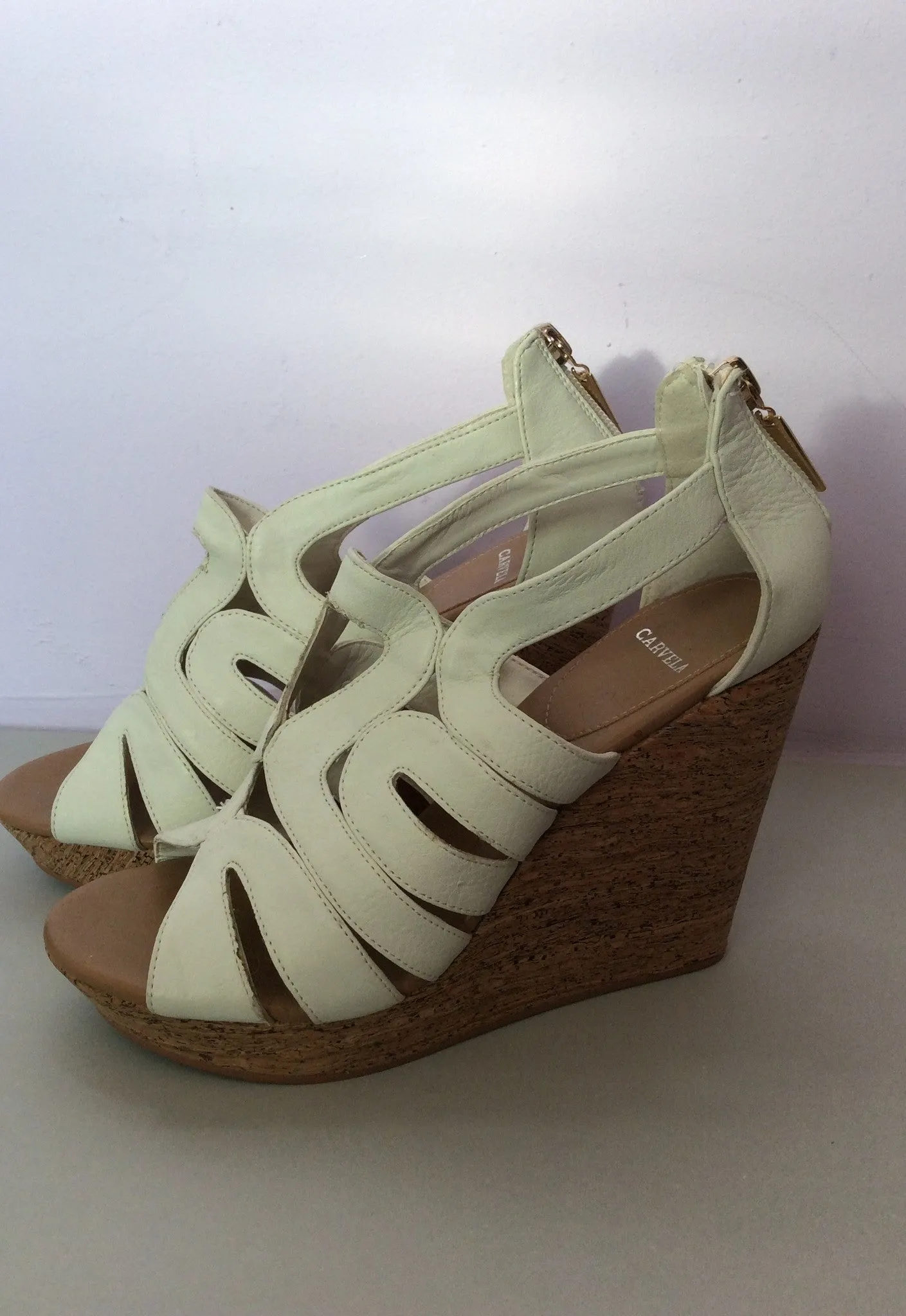 Brand New Carvela White Wedge Heel Sandals Size 3.5/36