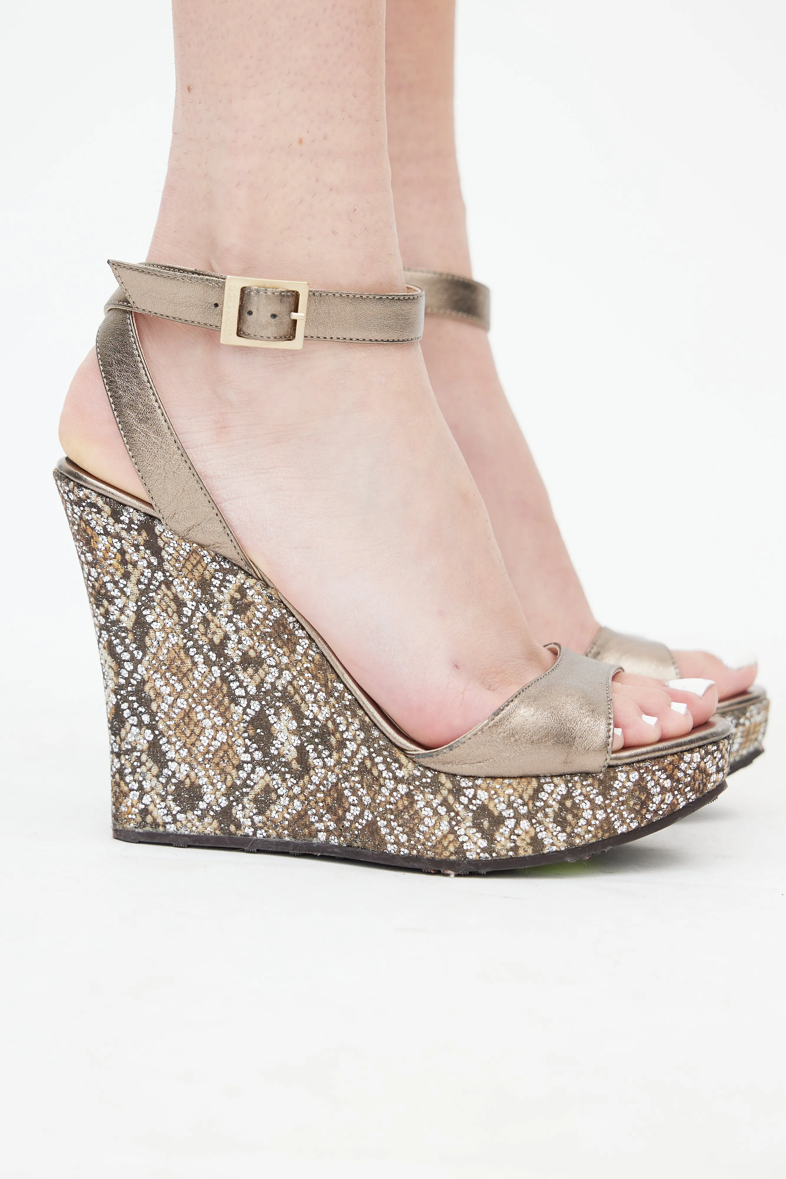 Bronze Leather Pablo Strappy Wedge