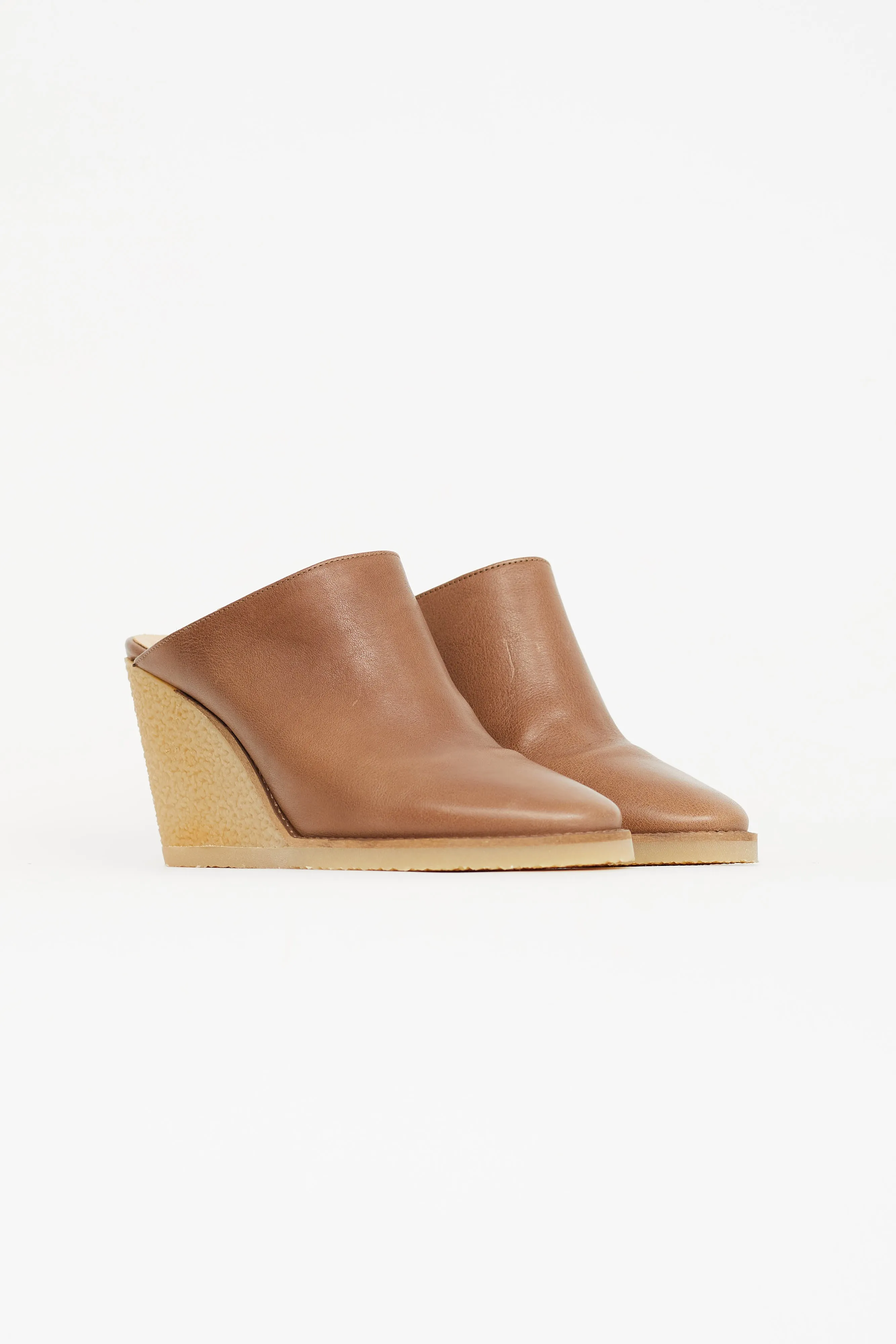 Brown Leather Takita Wedge Mule