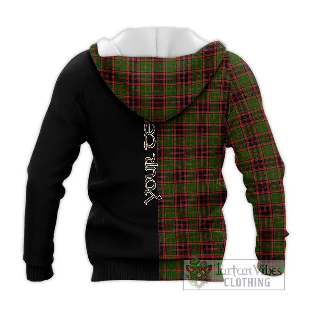 Buchan Tartan Knitted Hoodie with Family Crest and Half Of Me Style