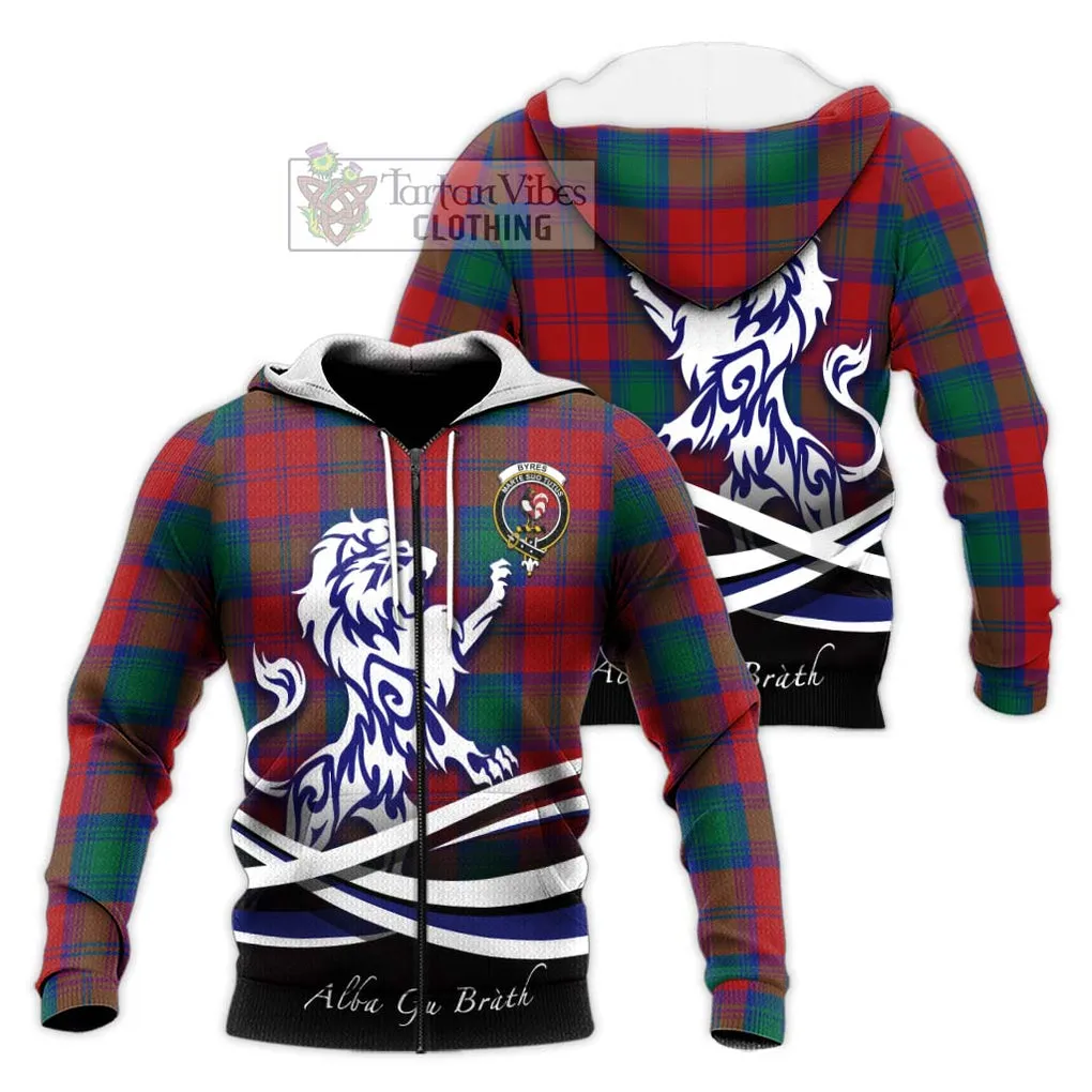 Byres (Byses) Tartan Knitted Hoodie with Alba Gu Brath Regal Lion Emblem