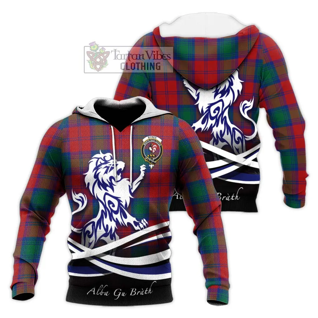 Byres (Byses) Tartan Knitted Hoodie with Alba Gu Brath Regal Lion Emblem