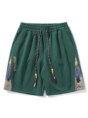 Casual Drawstring Splicing Shorts