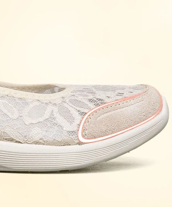 Casual Lace Wedge Heels White Women Splicing Suede LY2680