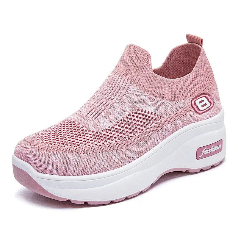 Casual mesh sneakers with a medium heel - women's
