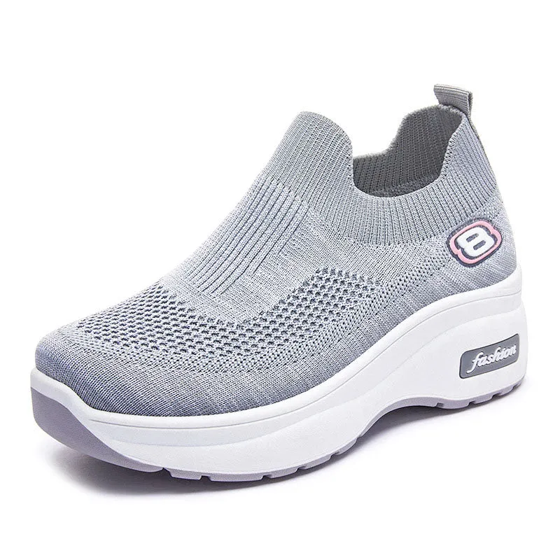 Casual mesh sneakers with a medium heel - women's