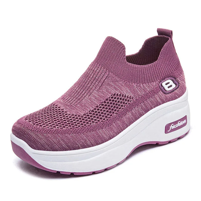 Casual mesh sneakers with a medium heel - women's