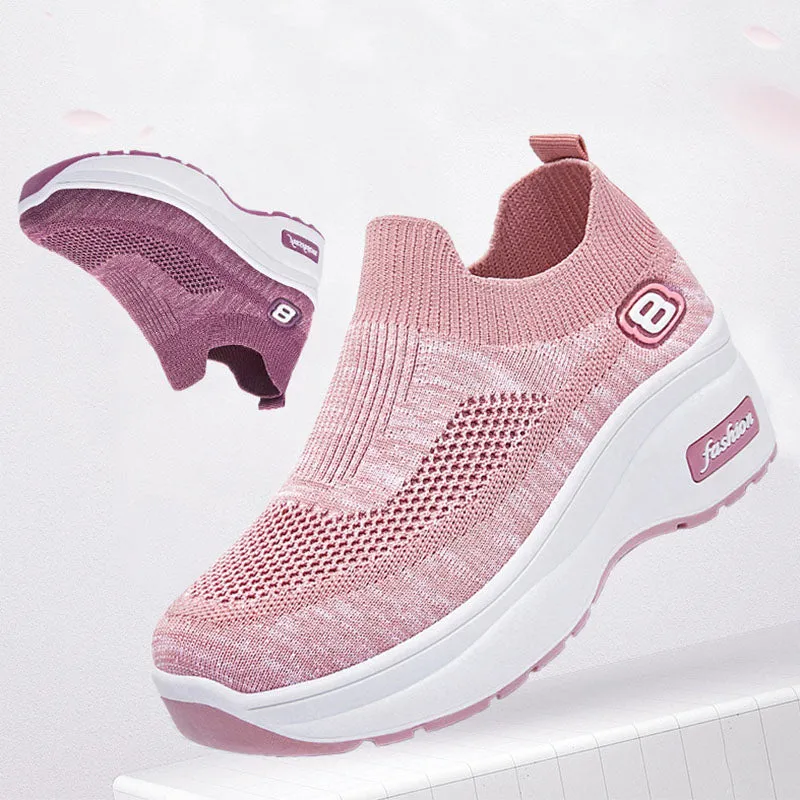 Casual mesh sneakers with a medium heel - women's