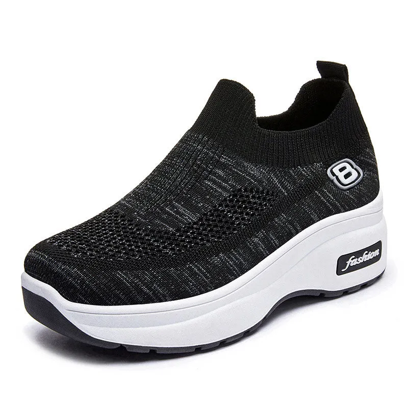 Casual mesh sneakers with a medium heel - women's