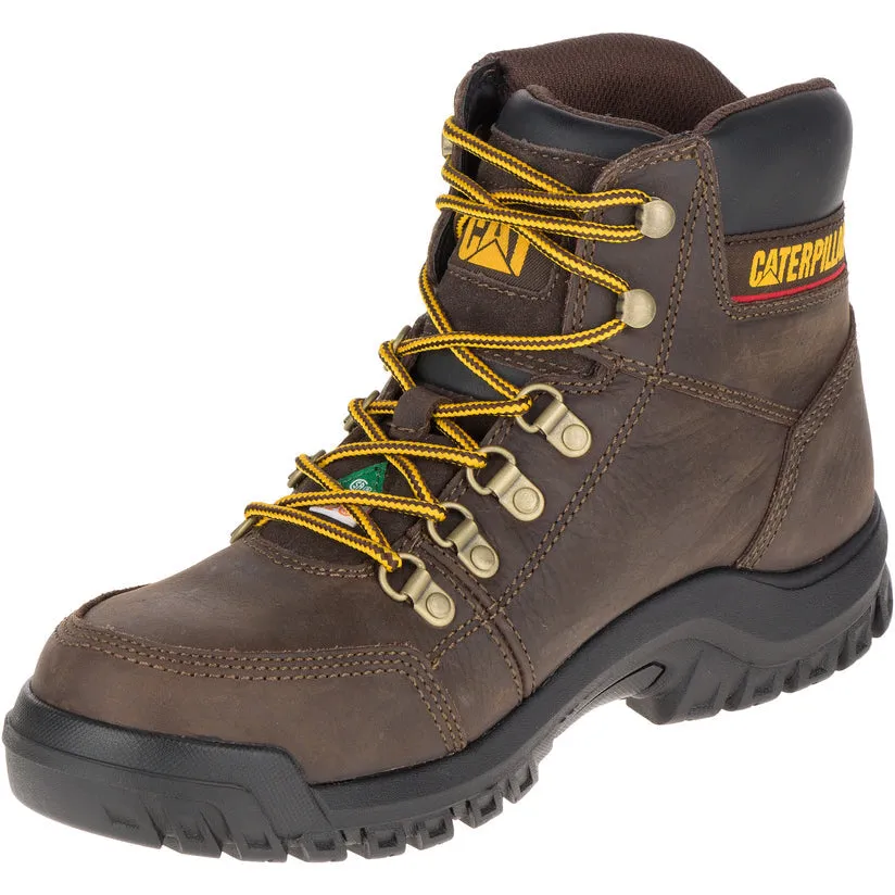 Caterpillar OUTLINE ASTM F2413-18 EH SR P720996 Brown Steel Toe Leather Work Boot