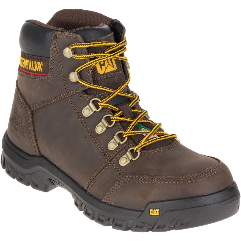 Caterpillar OUTLINE ASTM F2413-18 EH SR P720996 Brown Steel Toe Leather Work Boot