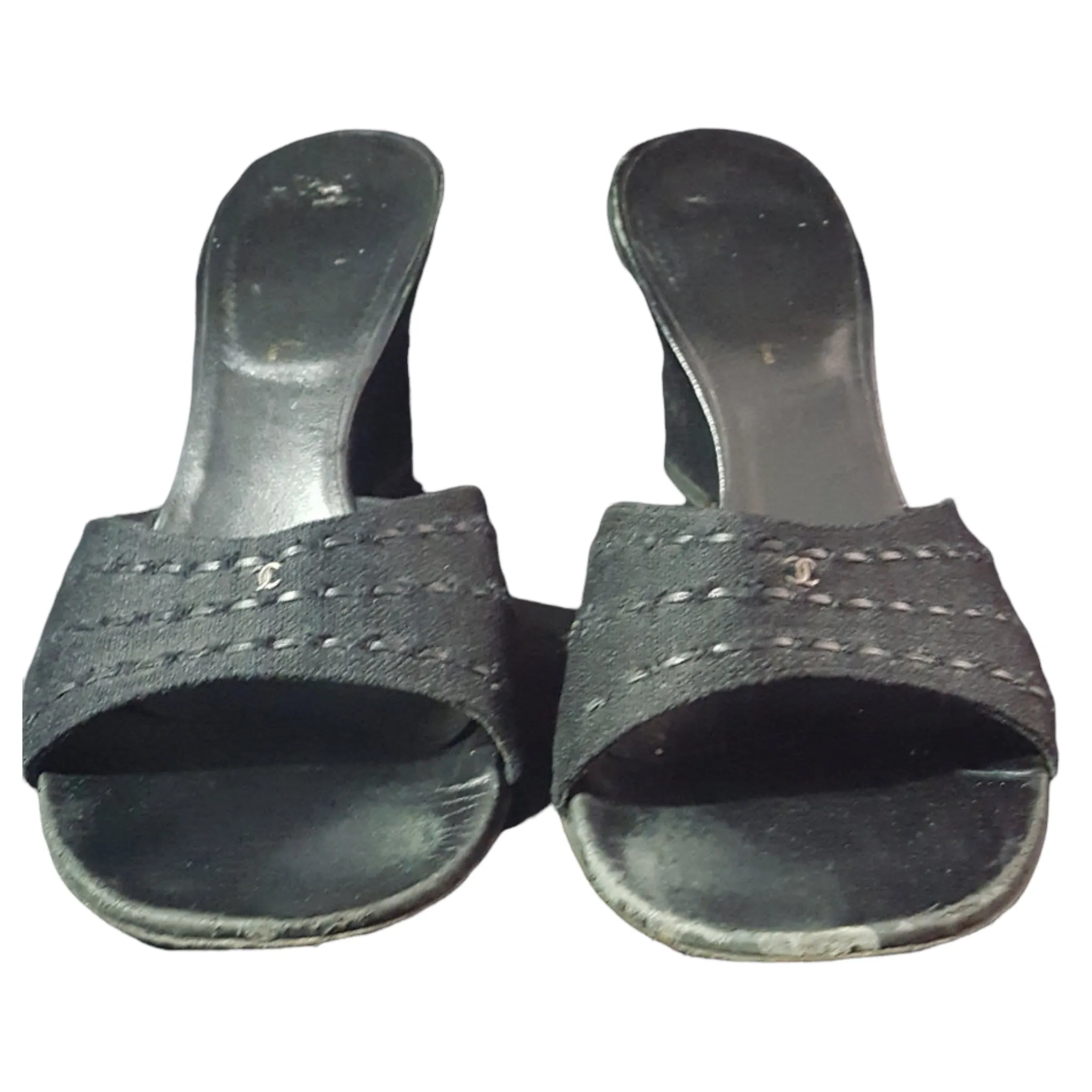 Chanel  Canvas Whipstich Wedge size 39.5