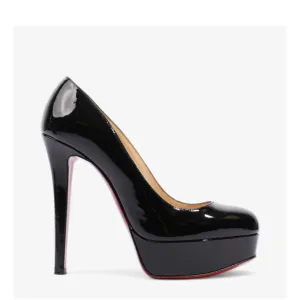 Christian Louboutin Bianca 120 Black Patent Leather Platform Pump Heels 37 UK 4