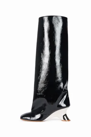 Christy High Boots With Silver And Gold Wedge Black
