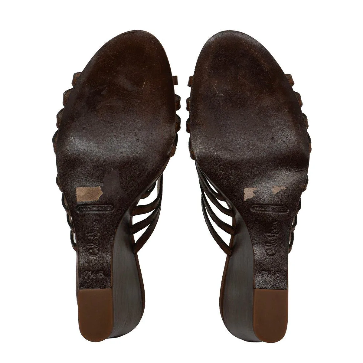 Cole Haan Air Verona Wedge Shoes Leather Brown Colour For Women