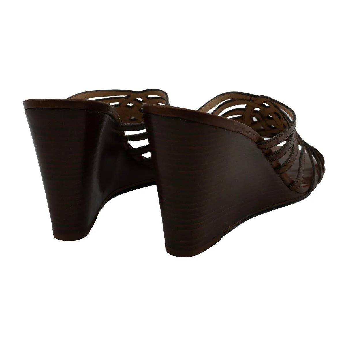Cole Haan Air Verona Wedge Shoes Leather Brown Colour For Women