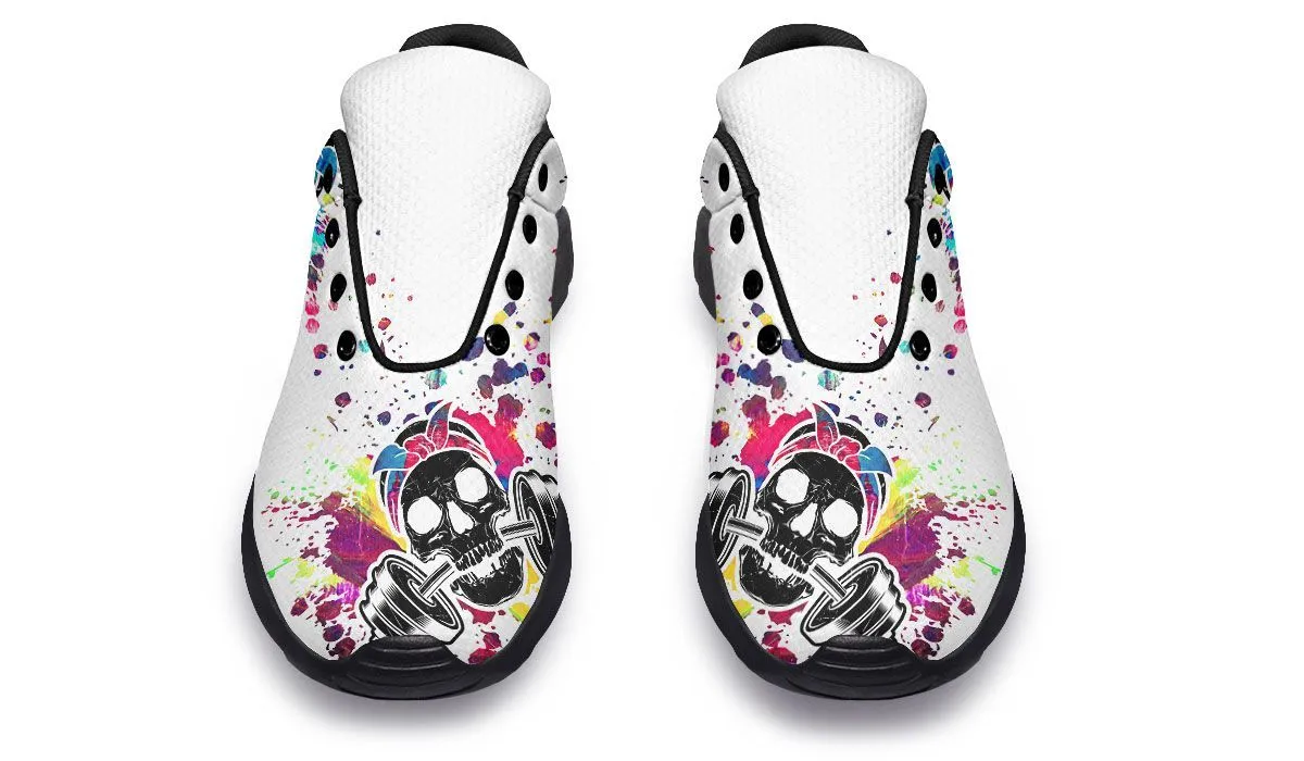 Colorful Paint Splat Skull On White