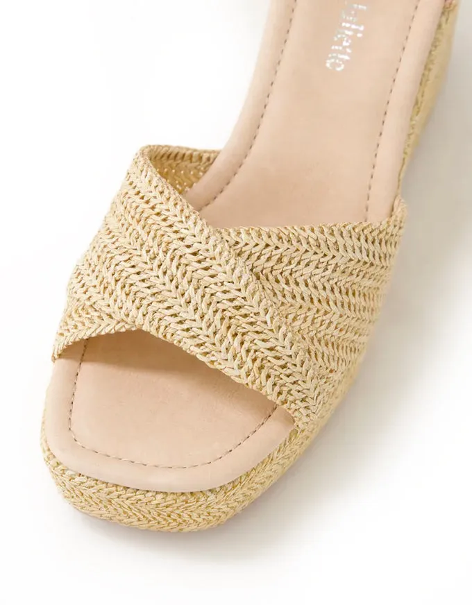 Cotton Raffia Wedges Latte