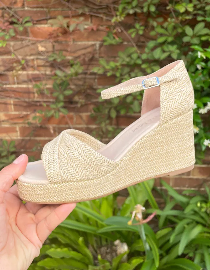 Cotton Raffia Wedges Latte