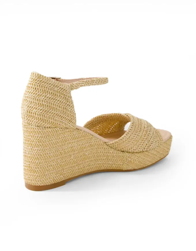Cotton Raffia Wedges Latte