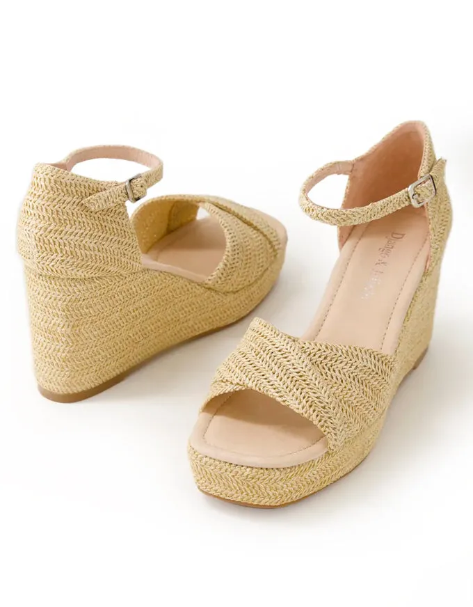 Cotton Raffia Wedges Latte