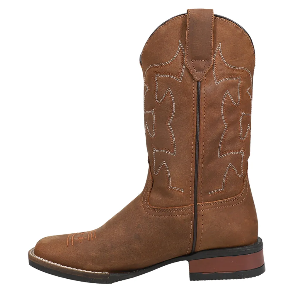 Cow Hide Crazy Horse Round Toe Cowboy Boots (Big Kid)