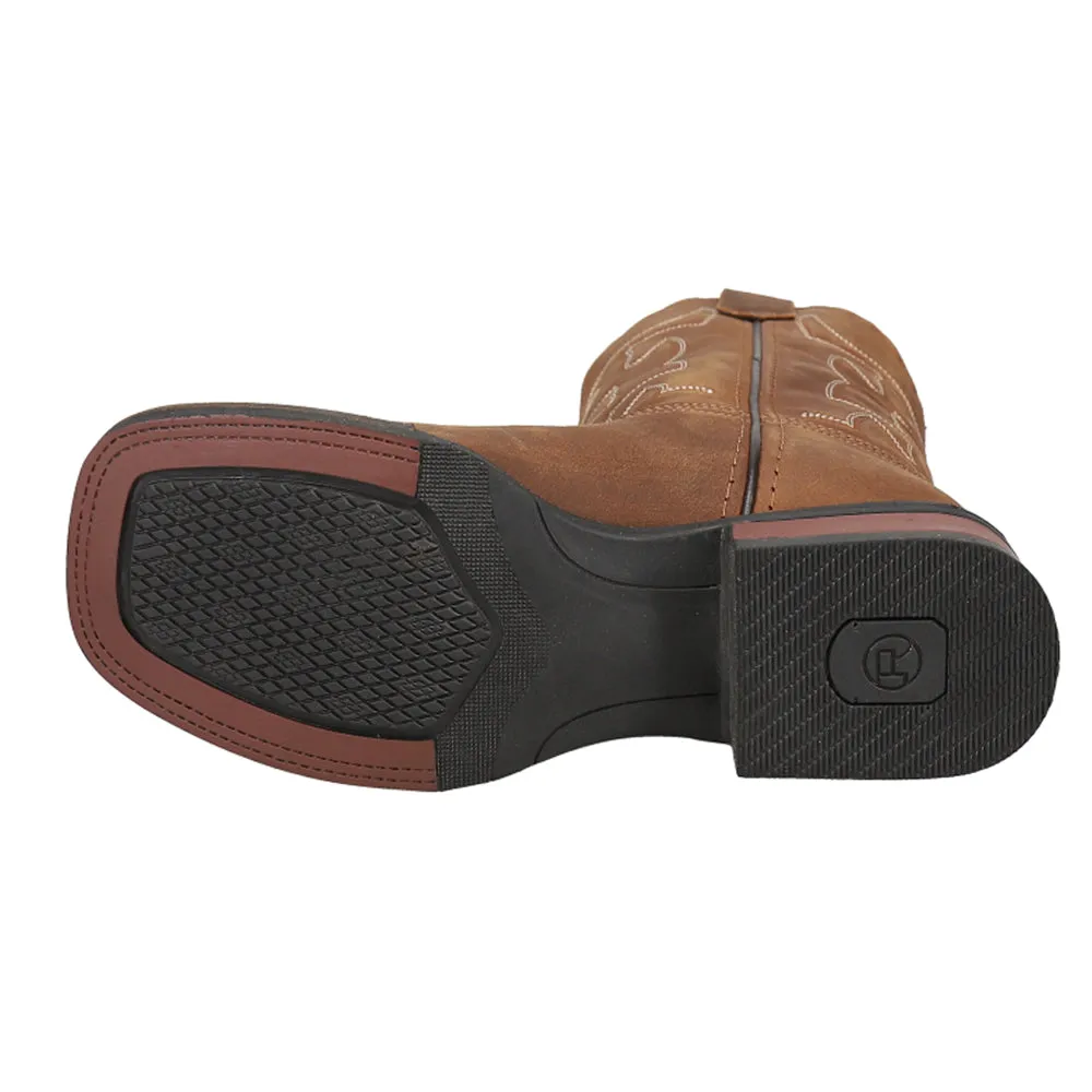 Cow Hide Crazy Horse Round Toe Cowboy Boots (Big Kid)