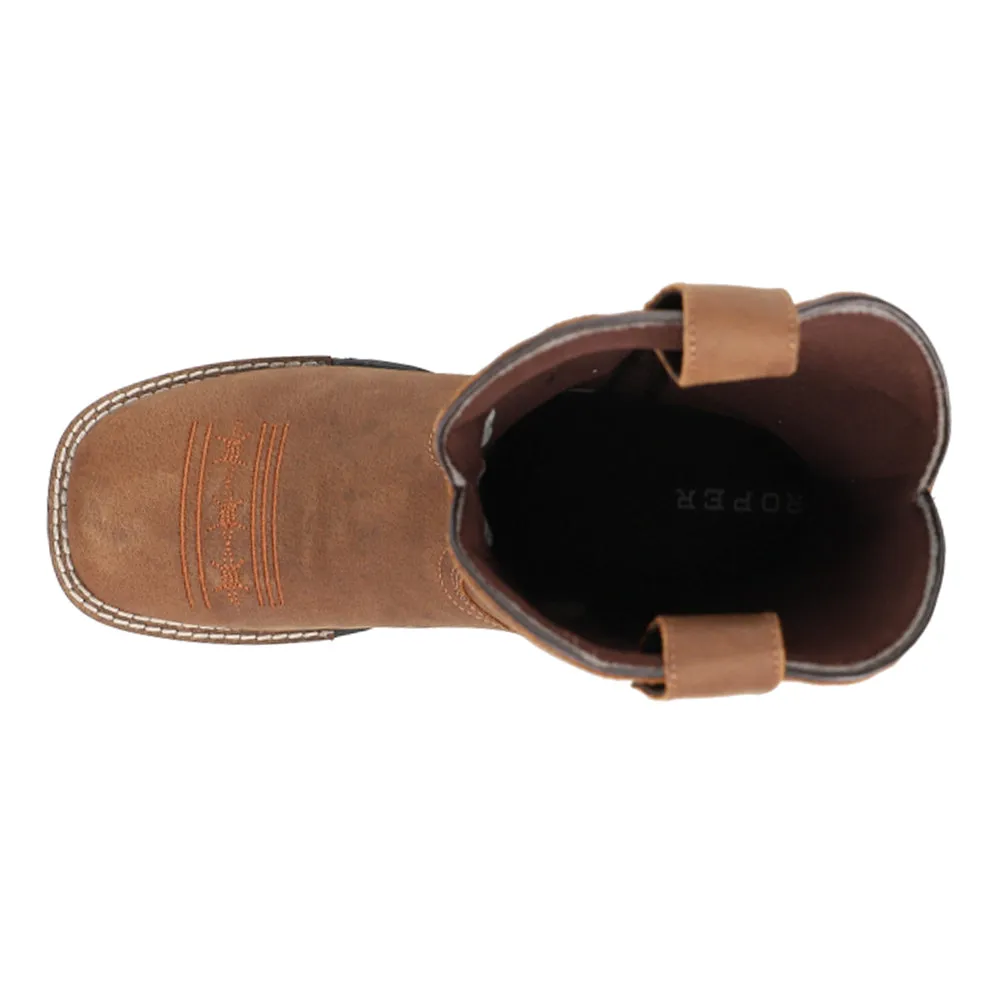 Cow Hide Crazy Horse Round Toe Cowboy Boots (Big Kid)