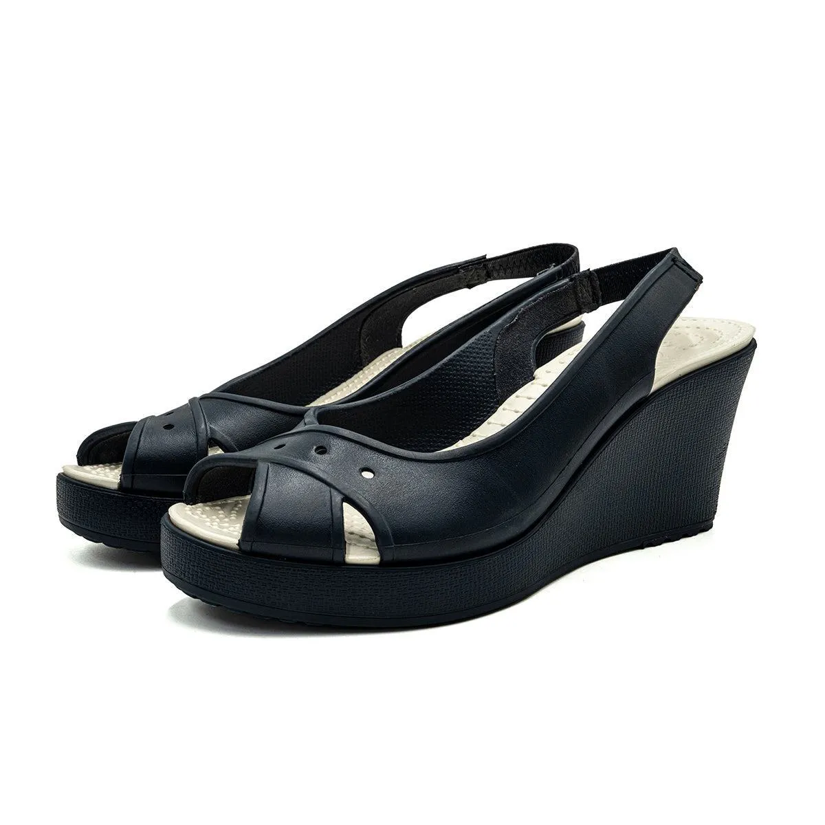 Crocs Wedge Shoes Rubber Blue Colour For Women