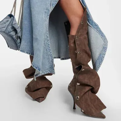 Denim Snap Boots