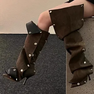 Denim Snap Boots