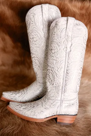 Dingo Bellona White & Silver Embossed Boots